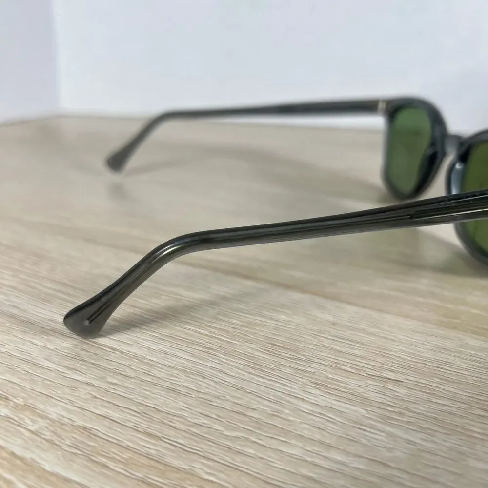 Vintage RARE! American Optical Horn-Rimmed Sunglasses Gray Clear Green Lenses